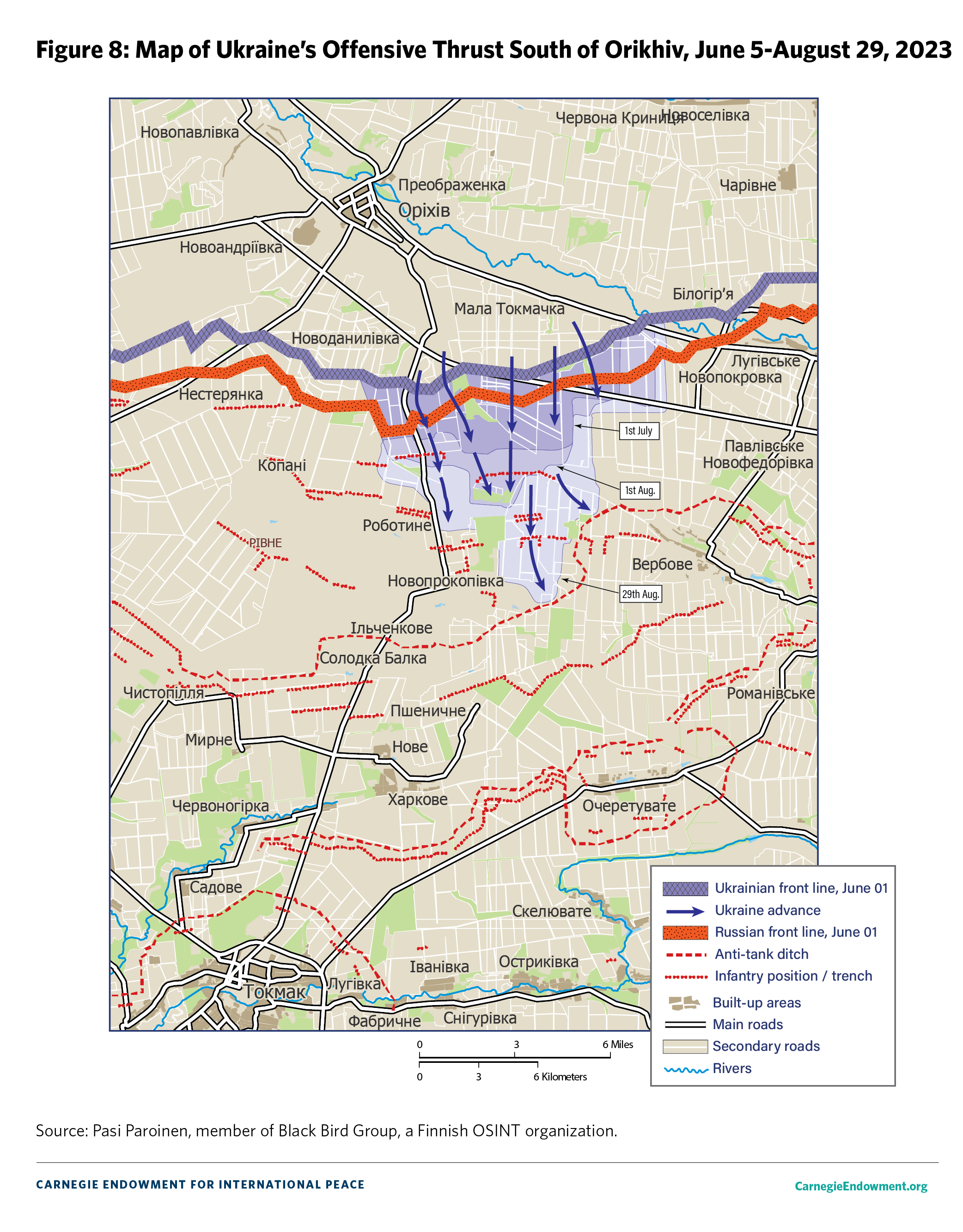 Figure 8: Map of Ukraine’s Offensive Thrust South of Orikhiv, June 5-August 29, 2023