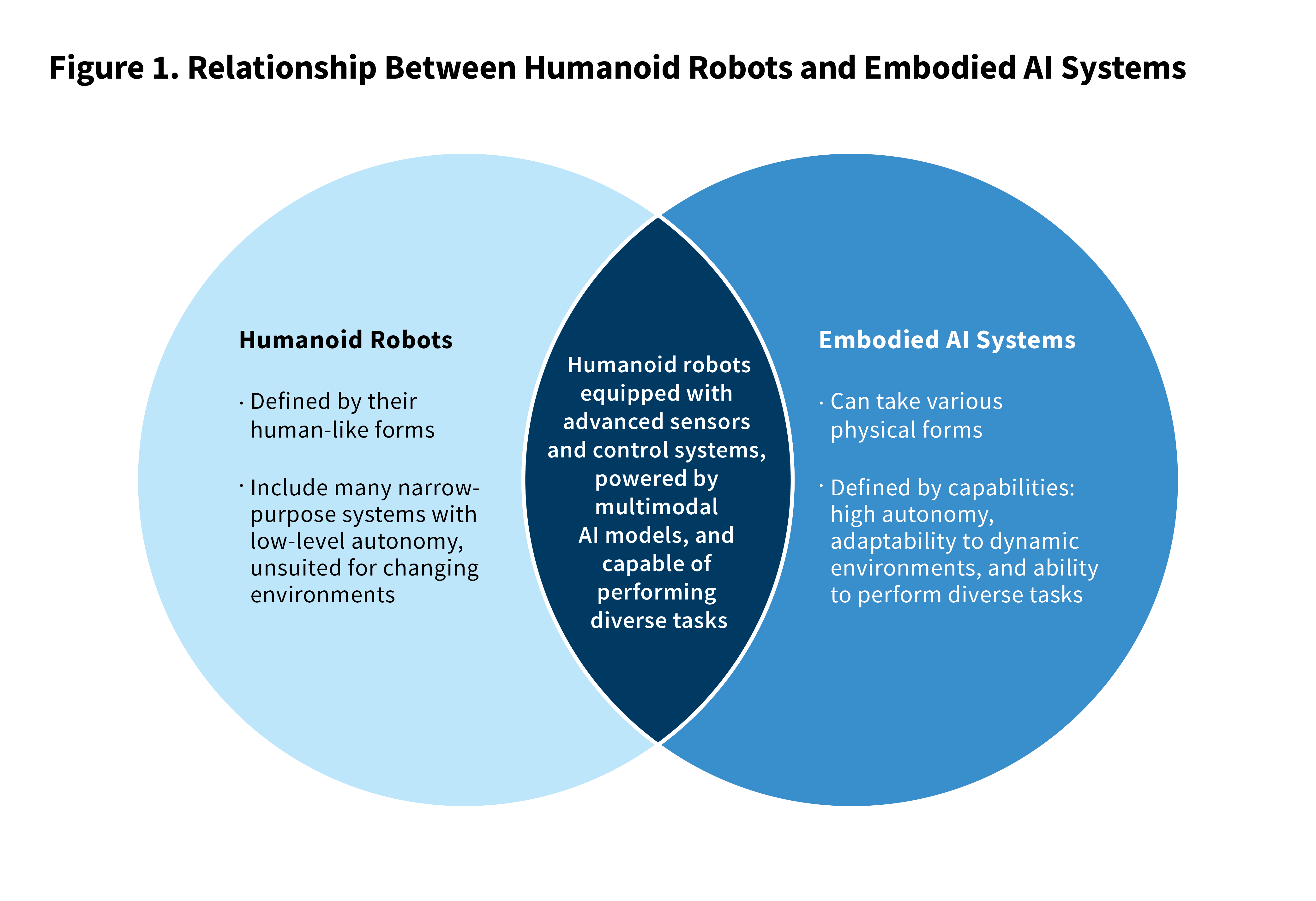 Figure 1: Relationship between humanoid robots and embodied AI systems