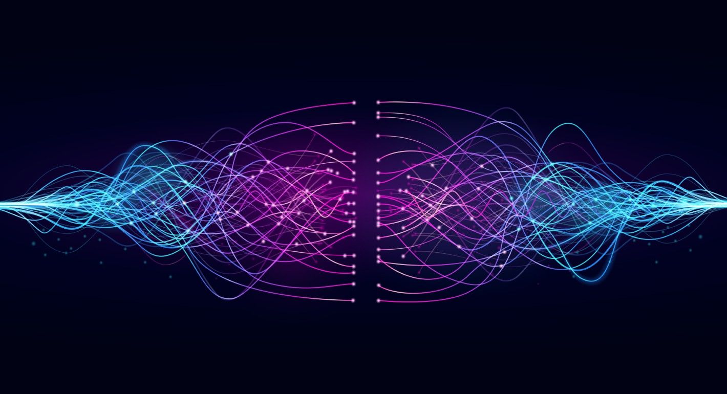digital abstract waves that have a gap where they should meet in the middle