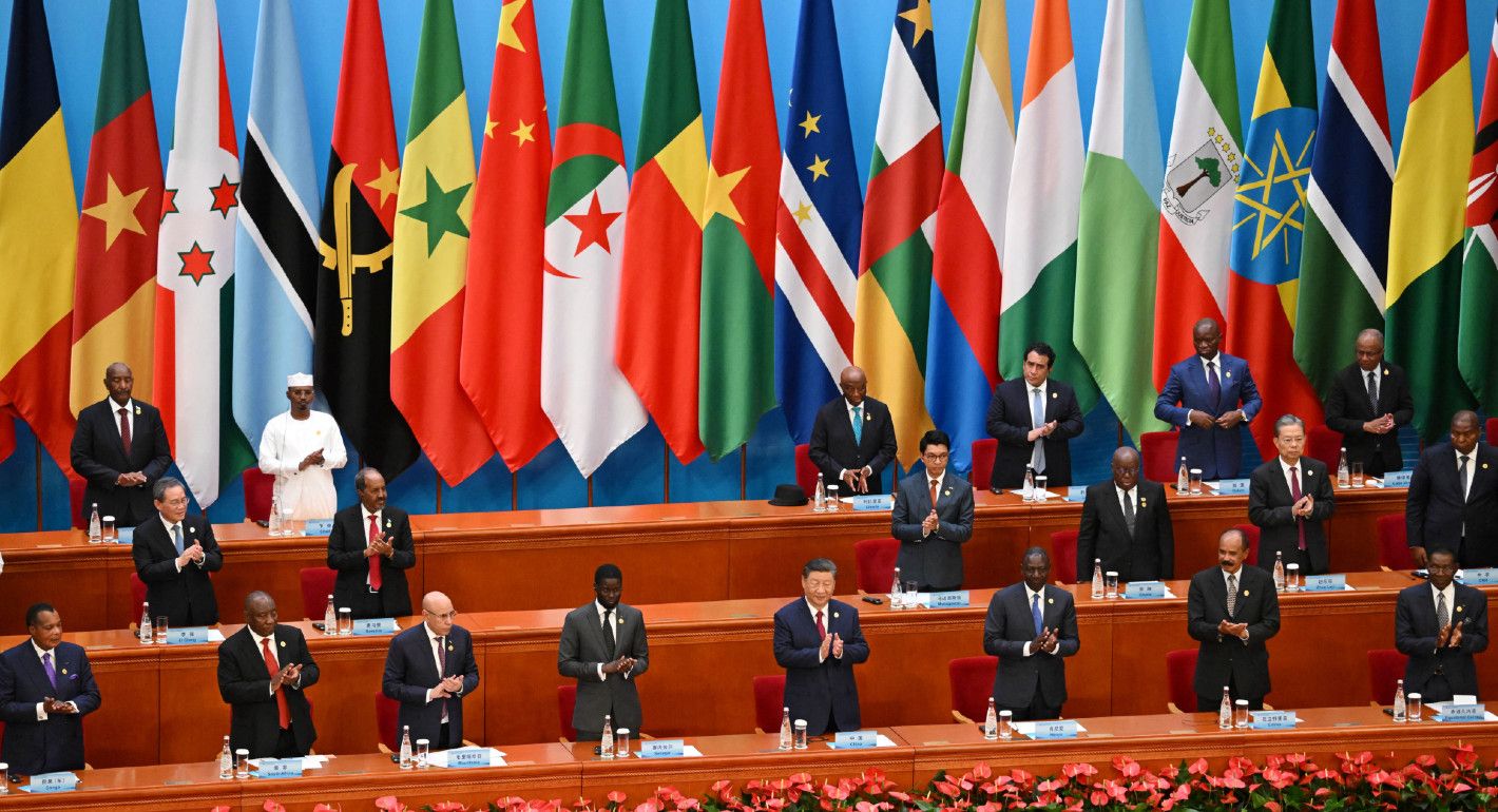 Photograph of national leaders applauding at the Forum on China-Africa Cooperation in September 2024.