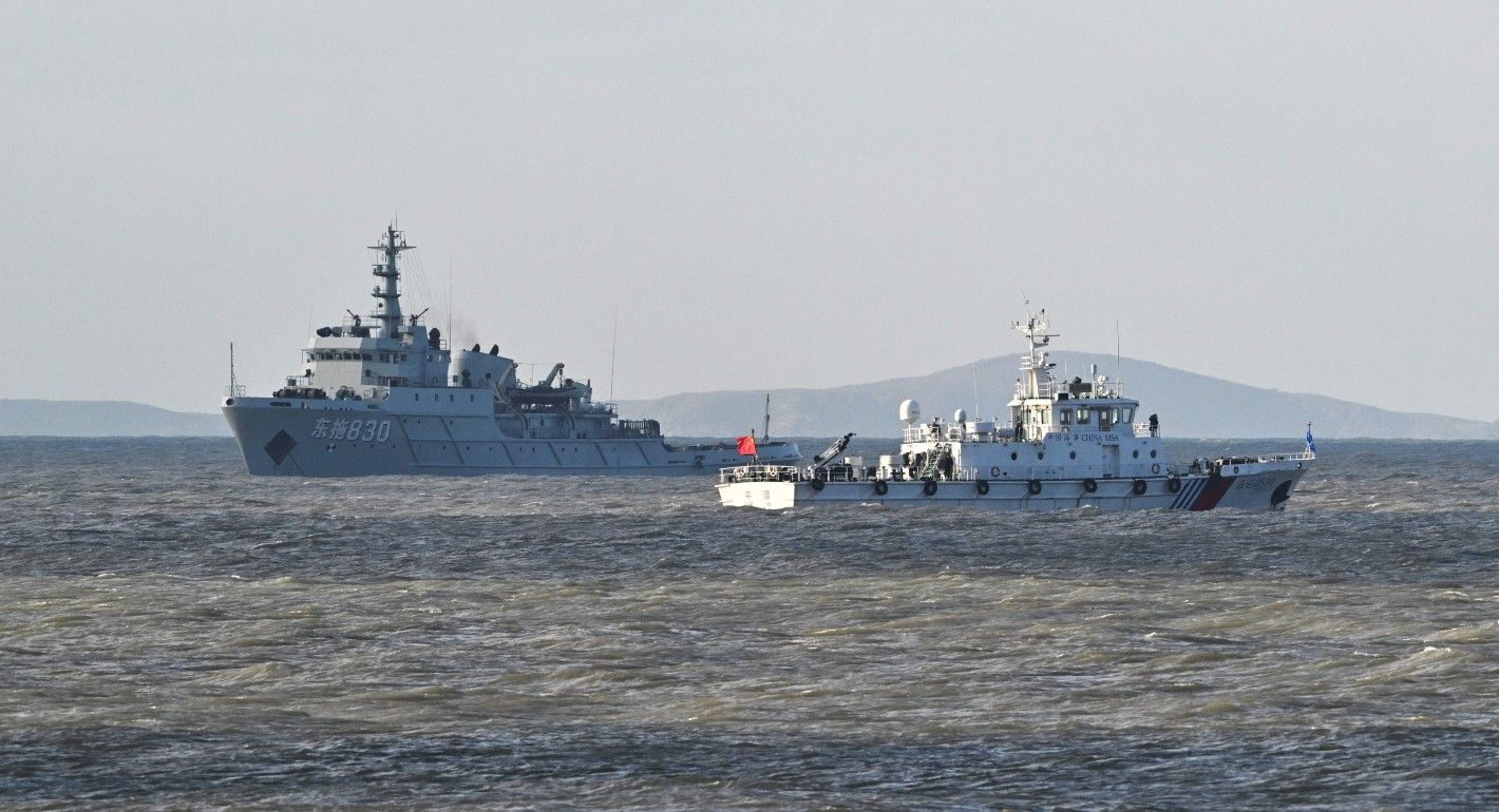 Two Chinese military vessels