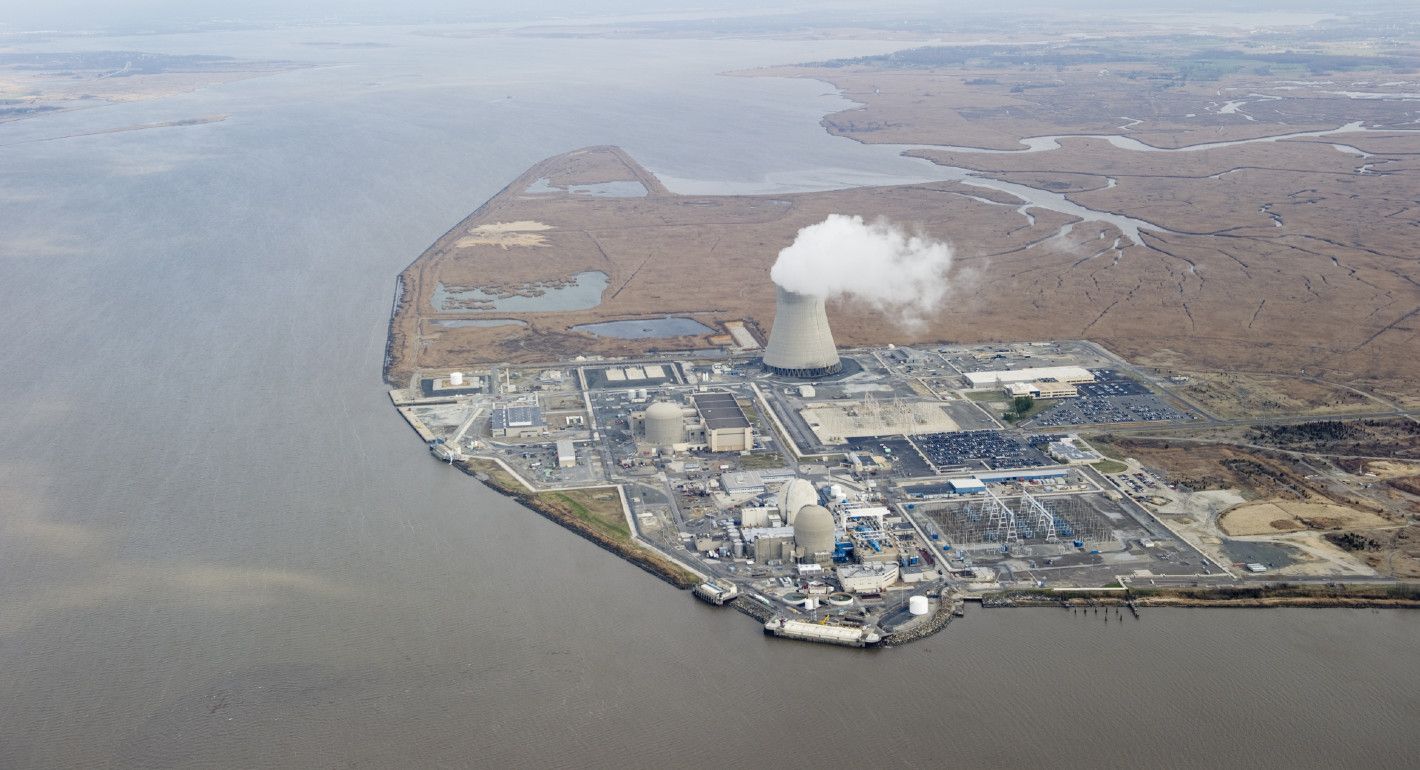 Aerial photograph of Salem Power Plant in New Jersey.