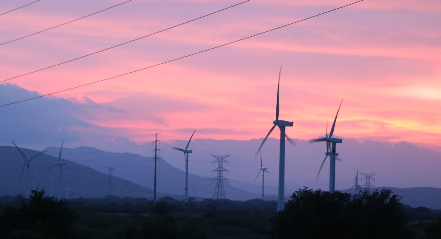 Photo of windmill energy farm in Oaxaca, Mexico.