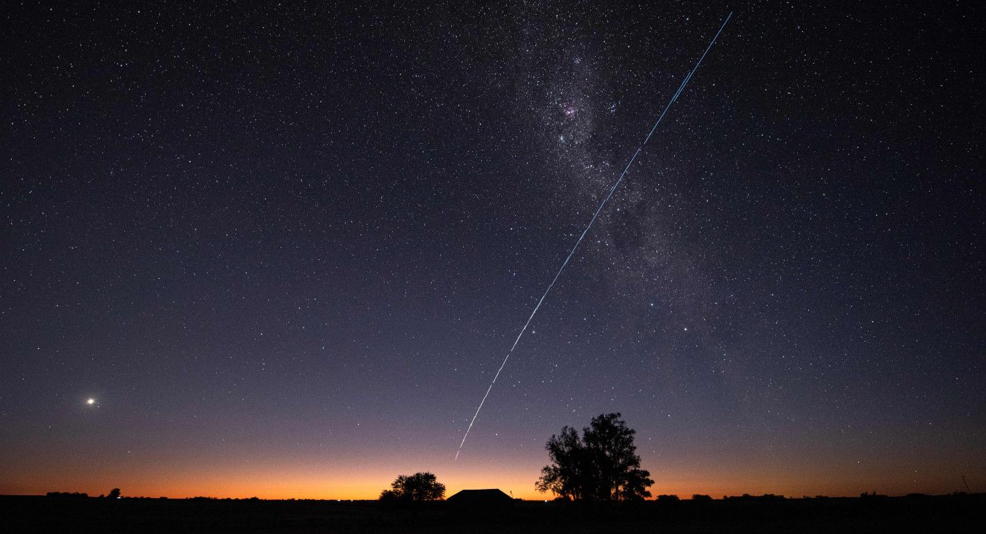 streak of light across a night sky